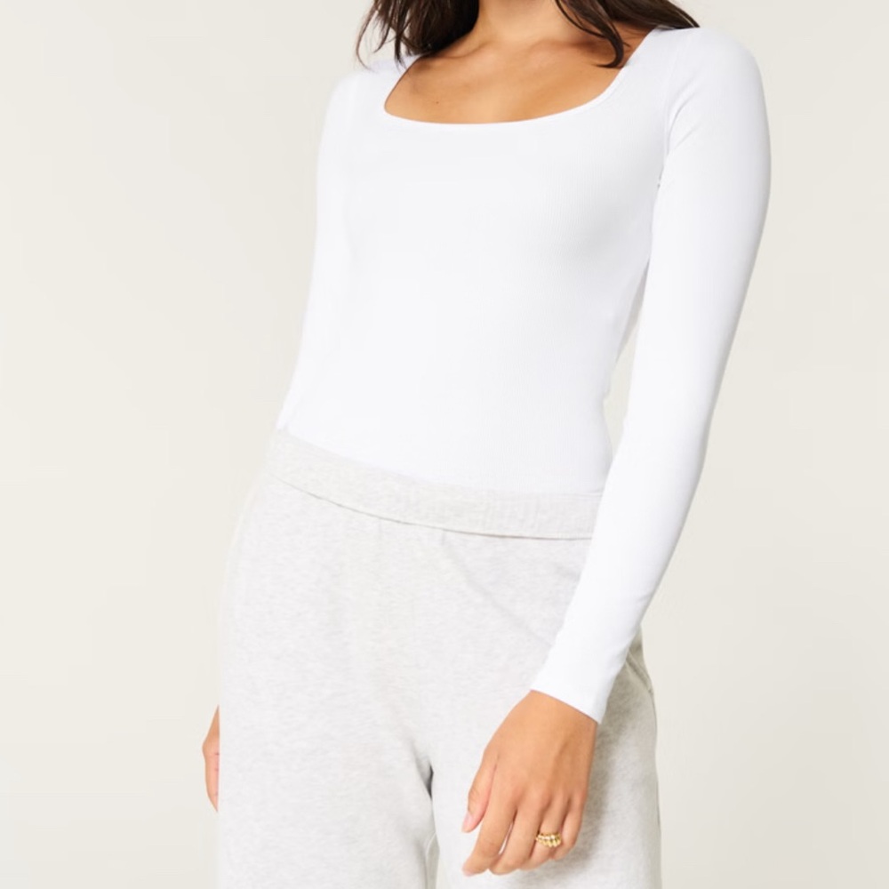 Hollister White Long Sleeve Bodysuit